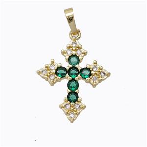 Copper Cross Pendant Micropave Zirconia Gold Plated, approx 18-22mm [FN45292]