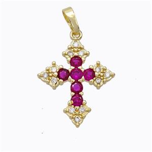 Copper Cross Pendant Micropave Zirconia Gold Plated, approx 18-22mm [FN45293]