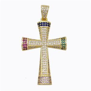 Copper Cross Pendant Micropave Zirconia Gold Plated, approx 23-32mm [FN45298]