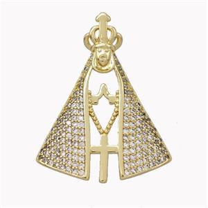Pope Charms Copper Pendant Pave Zirconia Cross Platinum Plated, approx 22-28mm [FN45310]