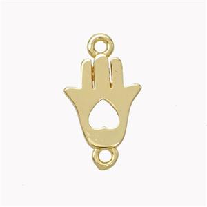 Copper Hamsahand Connector Heart Gold Plated, approx 10-12mm [FN45317]