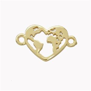 Copper Heart Connector Earthmap Gold Plated, approx 10-12mm [FN45327]