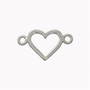 Copper Heart Connector Platinum Plated, approx 10-11.5mm [FN45328]