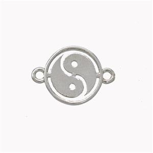 Copper Taichi Connector Yinyang Platinum Plated, approx 12mm [FN45338]
