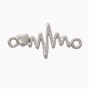 Cardiogram Charms Copper Connector Platinum Plated, approx 10-17mm [FN45348]