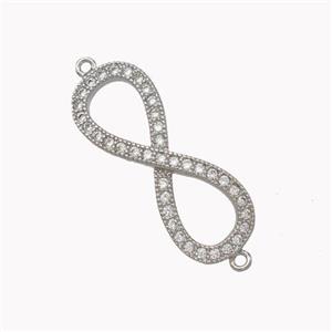 Copper Infinity Connector Micropave Zirconia Platinum Plated, approx 9-25mm [FN45352]