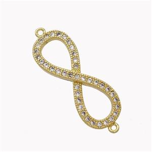 Copper Infinity Connector Micropave Zirconia Gold Plated, approx 9-25mm [FN45353]