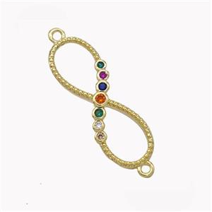 Copper Infinity Connector Micropave Zirconia Gold Plated, approx 9-28mm [FN45354]