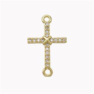 Copper Cross Connector Pave Zirconia Gold Plated, approx 12-15mm [FN45355]