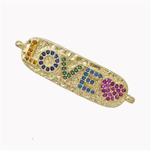Copper LOVE Connector Micropave Zirconia Heart Gold Plated, approx 9-30mm [FN45357]