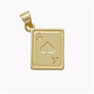 Poker Card Charms Copper Pendant Gold Plated, approx 11-14mm [FN45371]