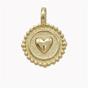 Copper Heart Pendant Circle Gold Plated, approx 15mm [FN45372]