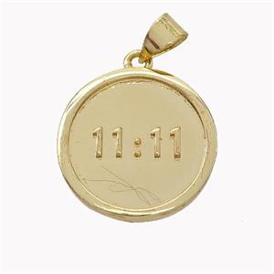 Double 11 Copper Circle Pendant Eleven Gold Plated, approx 18mm [FN45374]