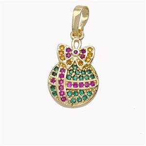 Christmas Gifts Charms Copper Pendant Micropave Zirconia Gold Plated, approx 11-14mm [FN45377]