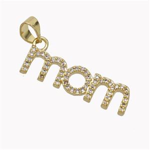 Copper MOM Charms Pendant Pave Zirconia Gold Plated, approx 6.5-25mm [FN45382]