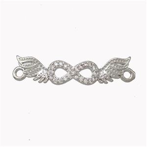 Copper Angelwings Connector Pave Zirconia Infinity Platinum Plated, approx 5.5-25mm [FN45384]