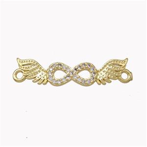 Copper Angelwings Connector Pave Zirconia Infinity Gold Plated, approx 5.5-25mm [FN45385]