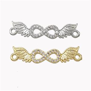 Copper Angelwings Connector Pave Zirconia Infinity Mixed, approx 5.5-25mm [FN45386]