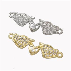 Copper Hand Connector Pave Zirconia Heart Mixed, approx 8-25mm [FN45392]