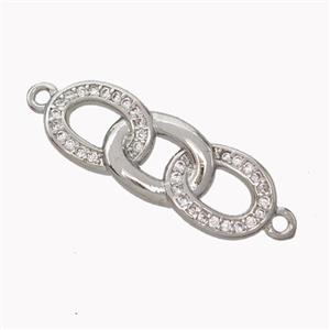 Copper Links Connector Micropave Zirconia Platinum Plated, approx 9-24mm [FN45405]