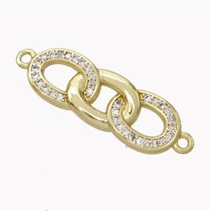 Copper Links Connector Micropave Zirconia Gold Plated, approx 9-24mm [FN45406]