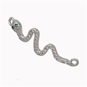 Copper Snake Connector Pave Zirconia Platinum Plated, approx 8-25mm [FN45408]