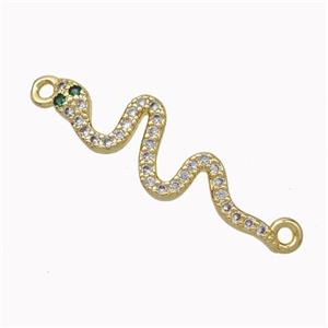 Copper Snake Connector Pave Zirconia Gold Plated, approx 8-25mm [FN45409]