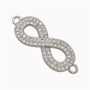 Copper Infinity Connector Micropave Zirconia Platinum Plated, approx 9-20mm [FN45411]