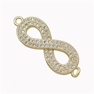 Copper Infinity Connector Micropave Zirconia Gold Plated, approx 9-20mm [FN45412]