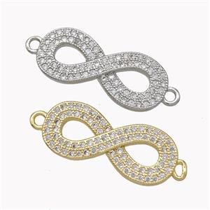 Copper Infinity Connector Micropave Zirconia Mixed, approx 9-20mm [FN45413]