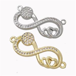 Copper Infinity Pendant Micropave Zirconia Heart Mixed, approx 11-24mm [FN45416]