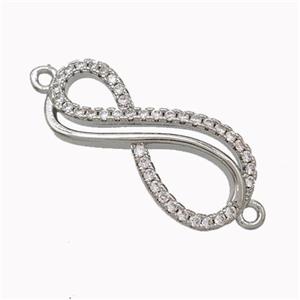 Copper Infinity Connector Micropave Zirconia Platinum Plated, approx 11-24mm [FN45423]