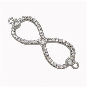 Copper Infinity Connector Micropave Zirconia Platinum Plated, approx 11-28mm [FN45430]