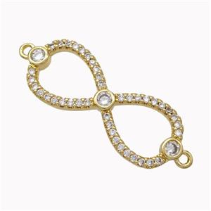 Copper Infinity Connector Micropave Zirconia Gold Plated, approx 11-28mm [FN45431]