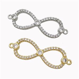 Copper Infinity Connector Micropave Zirconia Mixed, approx 11-28mm [FN45432]