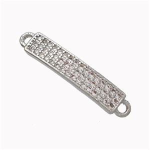 Copper Stick Connector Pave Zirconia Curving Platinum Plated, approx 5-20mm [FN45433]