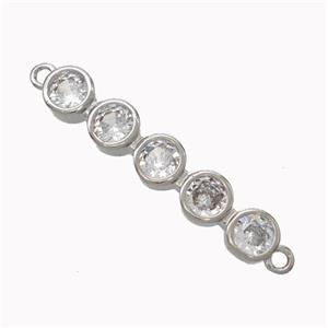 Copper Stick Connector Pave Zirconia Curving Platinum Plated, approx 5-27mm [FN45436]