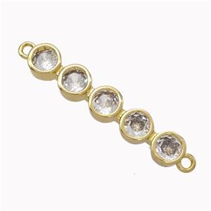 Copper Stick Connector Pave Zirconia Curving Gold Plated, approx 5-27mm [FN45437]