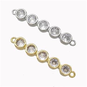 Copper Stick Connector Pave Zirconia Curving Mixed, approx 5-27mm [FN45438]