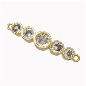 Copper Stick Connector Pave Zirconia Curving Gold Plated, approx 5-24mm [FN45440]