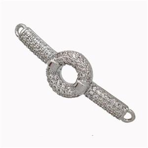 Wristwatch Charms Copper Connector Micropave Zirconia Curving Platinum Plated, approx 11mm, 30mm [FN45442]