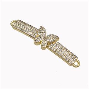 Wristwatch Charms Copper Connector Micropave Zirconia Butterfly Curving Gold Plated, approx 8-10mm, 5-30mm [FN45449]