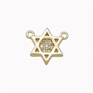 Copper Davidstar Pendant Micropave Zirconia Gold Plated, approx 10mm [FN45461]