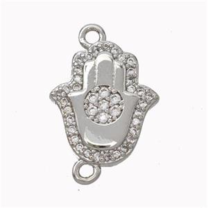 Copper Hamsahand Pendant Micropave Zirconia Platinum Plated, approx 13-15mm [FN45462]