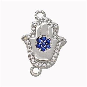 Copper Hamsahand Pendant Micropave Zirconia Platinum Plated, approx 13-15mm [FN45463]