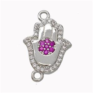 Copper Hamsahand Pendant Micropave Zirconia Platinum Plated, approx 13-15mm [FN45464]