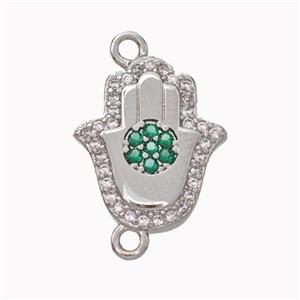 Copper Hamsahand Pendant Micropave Zirconia Platinum Plated, approx 13-15mm [FN45465]