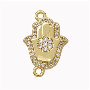 Copper Hamsahand Pendant Micropave Zirconia Gold Plated, approx 13-15mm [FN45467]