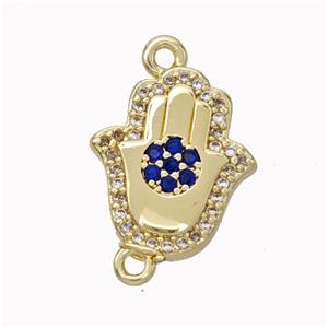 Copper Hamsahand Pendant Micropave Zirconia Gold Plated, approx 13-15mm [FN45468]