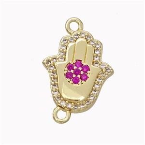 Copper Hamsahand Pendant Micropave Zirconia Gold Plated, approx 13-15mm [FN45469]